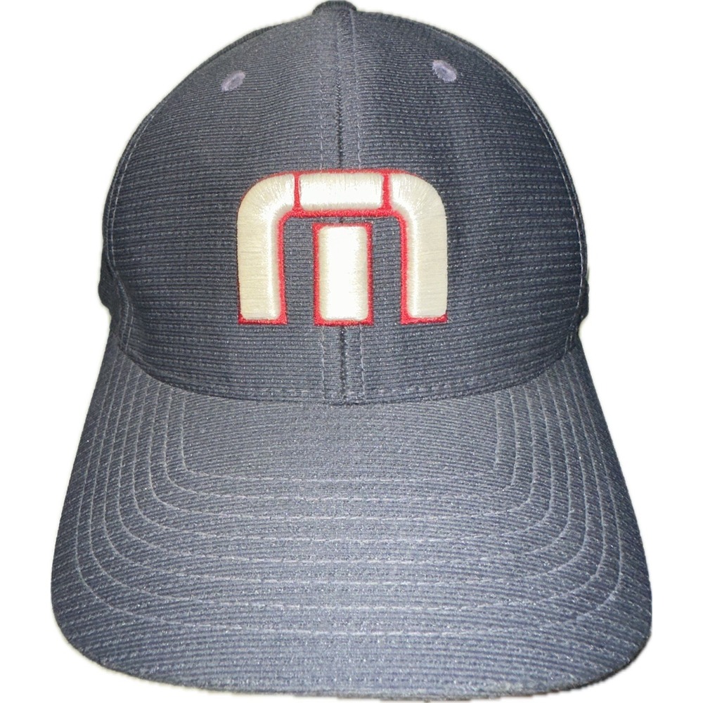 Travis Matthew Gray Flex Fit Hat Cap Men's‎ Size L/XL Patriotic Brim Red Blue